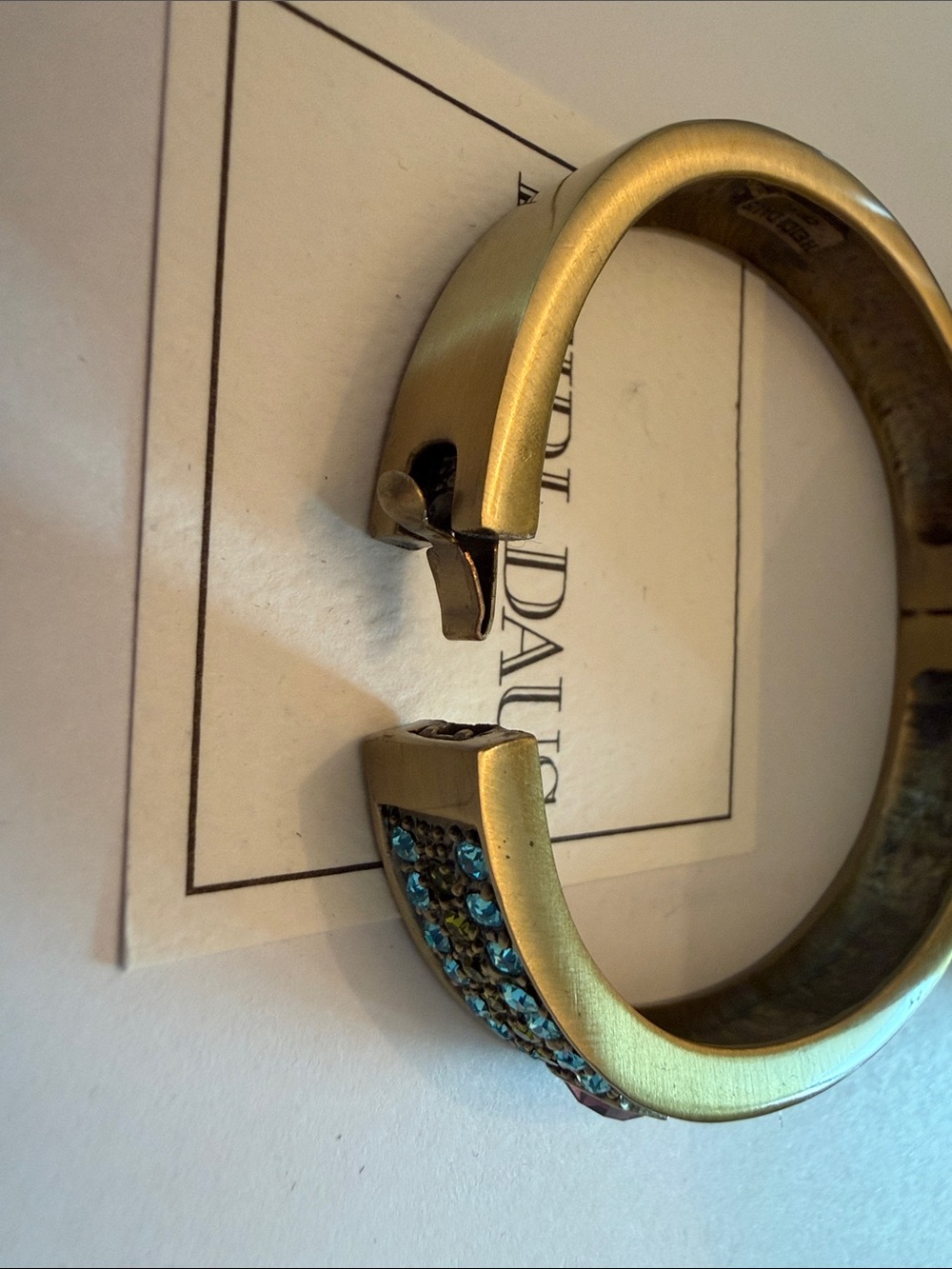 Heidi Daus Vintage Aqua, Olive & Amethyst Crystal Bangle Bracelet - Picture 4 of 6